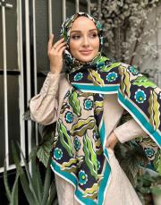 yeşil 251-3007 imannoor  pelenk floş viskon şal 3