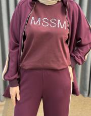 bordo 4877 missemramiss taşlı tşört 2