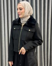 siyah 4895 missemramiss kürklü kua çeket