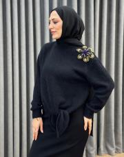 siyah 4870 missemramiss violetto fleur angora bluz