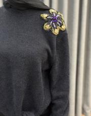 siyah 4870 missemramiss violetto fleur angora bluz 4