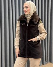 kahve 6607 aişe moda yelek