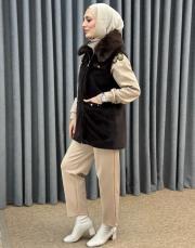 kahve 6607 aişe moda yelek 3