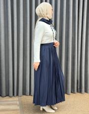 ekru lacivert 4901 missemramiss lumore elbise 6