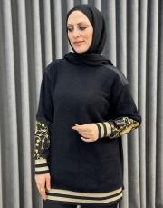 siyah 5009 missemramiss nakış detaylı angora tunik