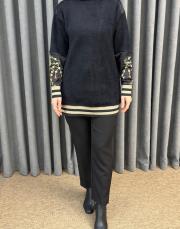 siyah 5009 missemramiss nakış detaylı angora tunik 4