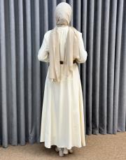 ekru 4907 missemramiss avorio kemerli elbise 3