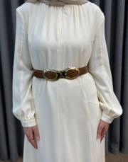 ekru 4907 missemramiss avorio kemerli elbise 5