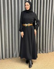 siyah 4907 missemramiss avorio kemerli elbise