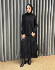 siyah sz 5475 sentez viola parçalı etek 5