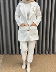 ekru 4844 missemramiss ekru çizgili line takım 4