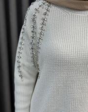 ekru 25k 4873 missemramiss taş işlemeli triko kazak 5