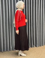 kırmızı 25k 4873 missemramiss taş işlemeli triko kazak 4