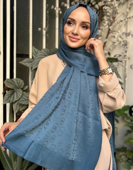 Petrol 3052 Imannoor Zincir Desen Jakar Sal