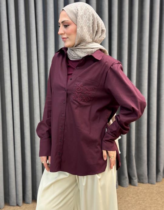 Bordo 4890 Missemramiss Nakisli Gomlek