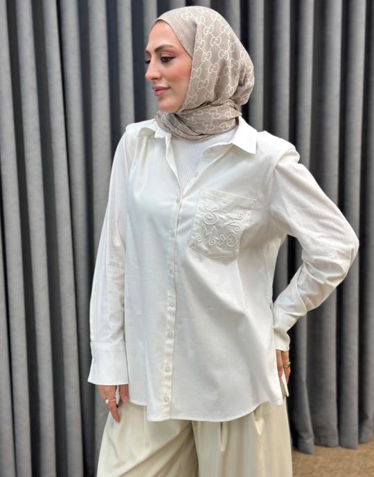 Ekru 4890 Missemramiss Nakisli Gomlek