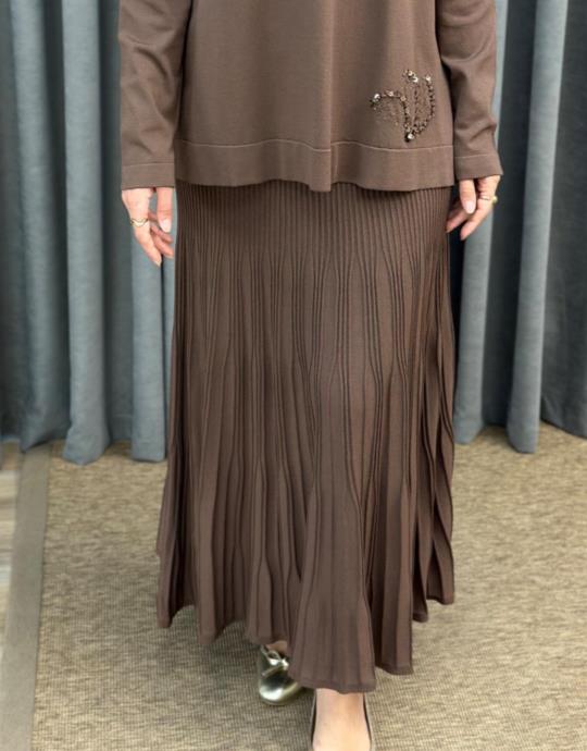 Kahve 13520 Nuss Triko Etek