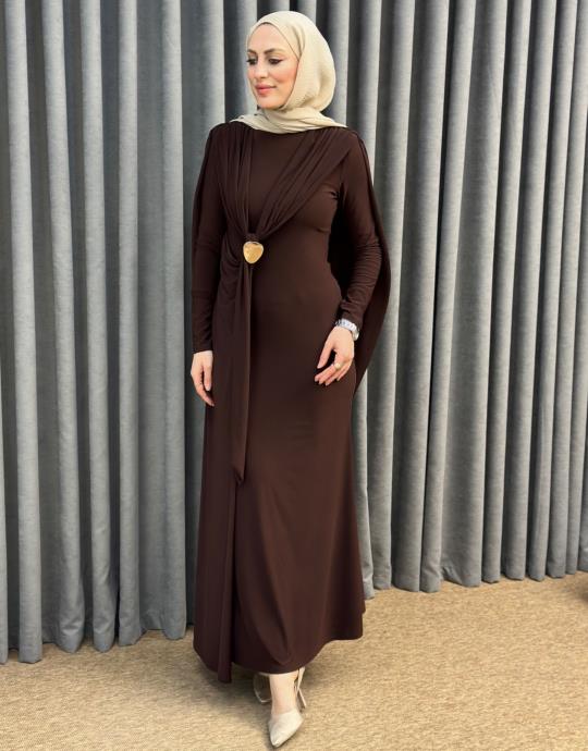 Kahve 6539 Qashe Elbise