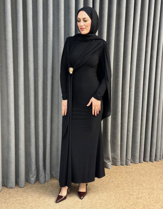 Siyah 6539 Qashe Elbise