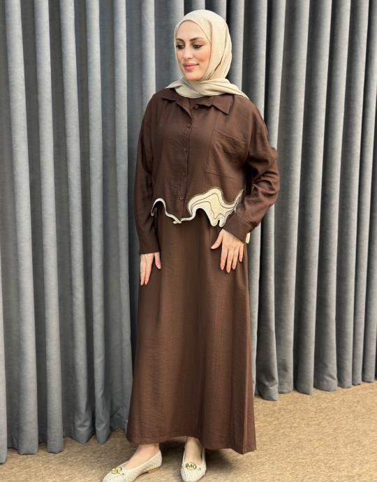 Kahve 5170 Missemramiss Cut Shirt Elbise Gomlek Takim