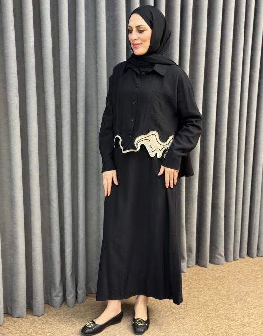 Siyah 5170 Missemramiss Cut Shirt Elbise Gomlek Takim