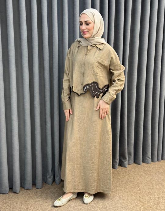 Bej 5170 Missemramiss Cut Shirt Elbise Gomlek Takim