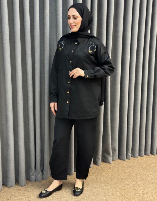 Siyah 5138 Missemramiss Ricamo Pesce Takim