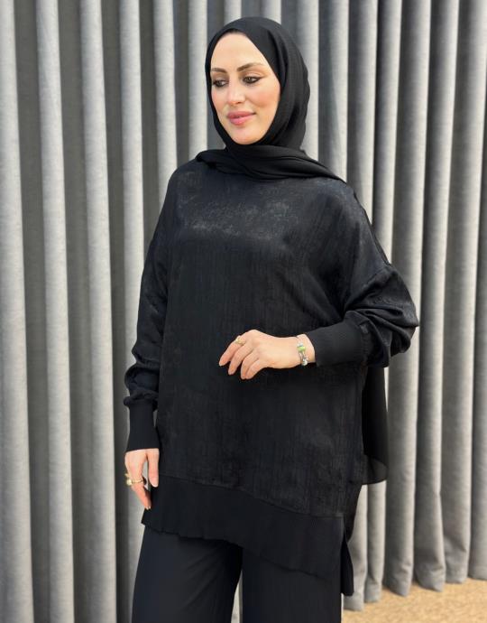 Siyah 26Y 3013 Nuss Tunik