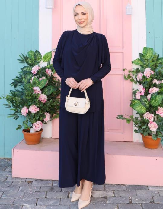 Lacivert 4252 Degaje Tunikli Sandy Takim